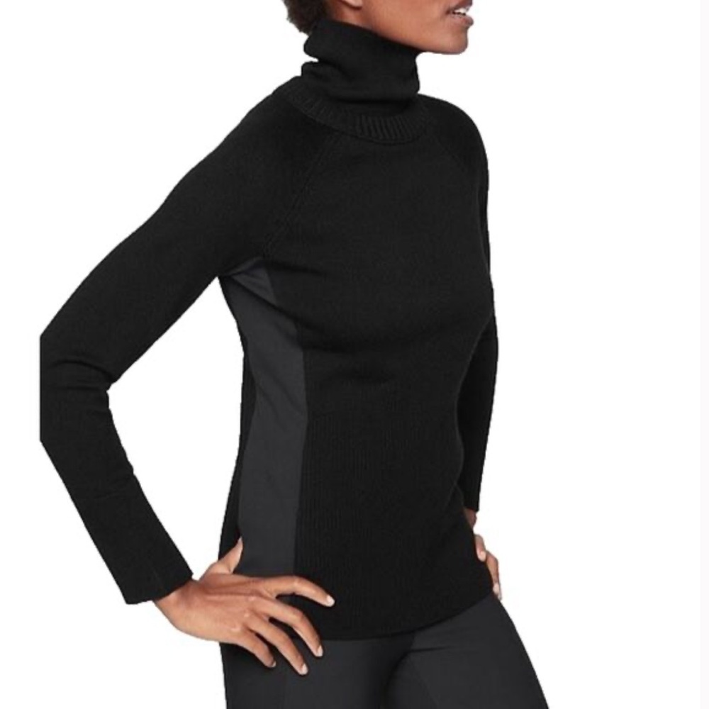 Athleta Black Mesa Hybrid Turtleneck Sweater/XS